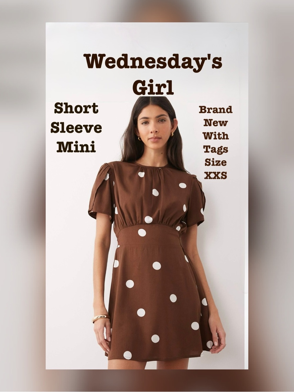 Wednesday’s Girl Short Sleeve Mini Dress with Polka Dots